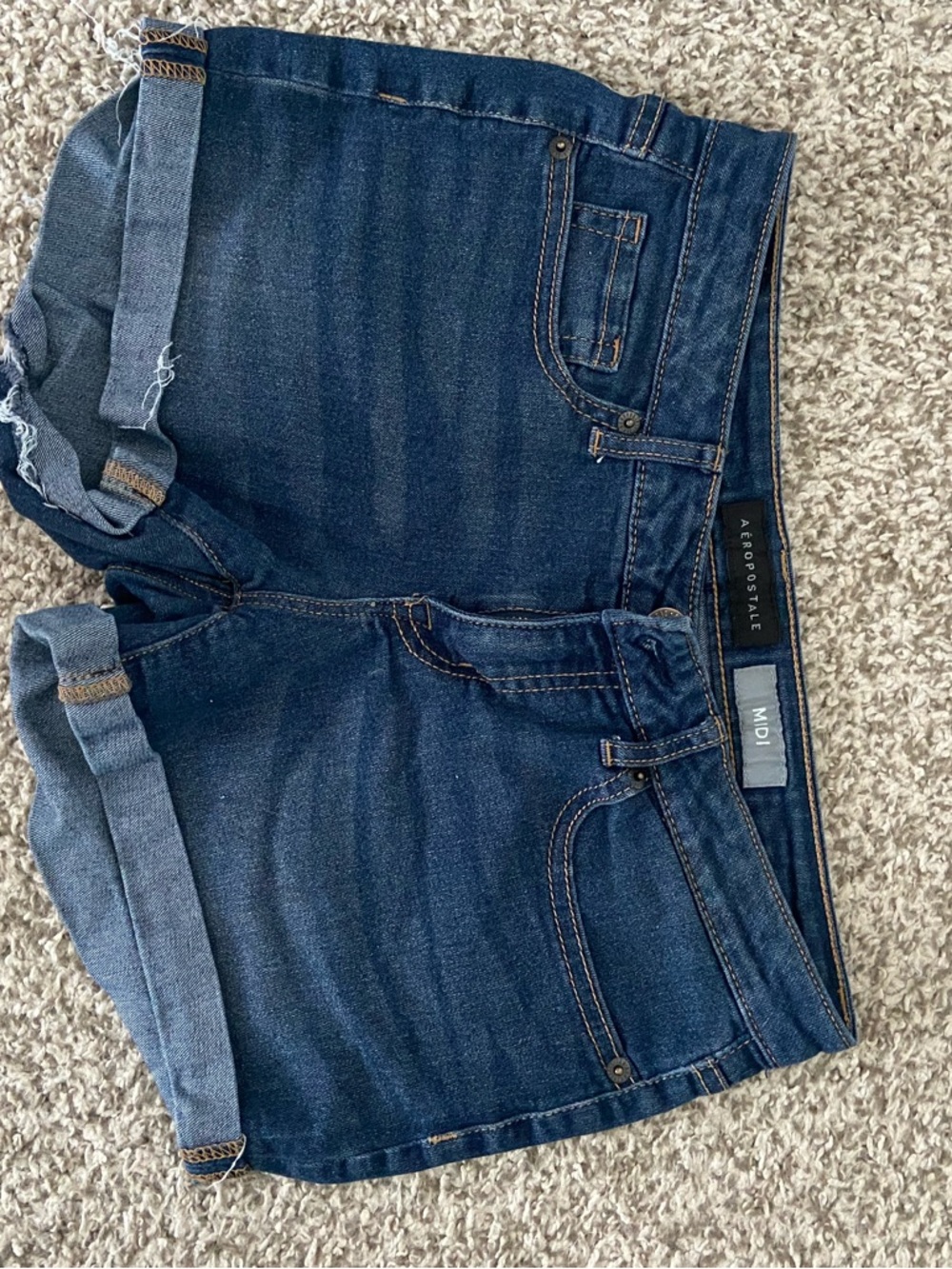 Aeropostale Women's Dark Indigo Cuffed Denim Shorts